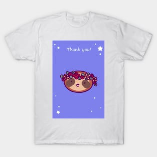 Thank You - Flower Crown Sloth Face T-Shirt